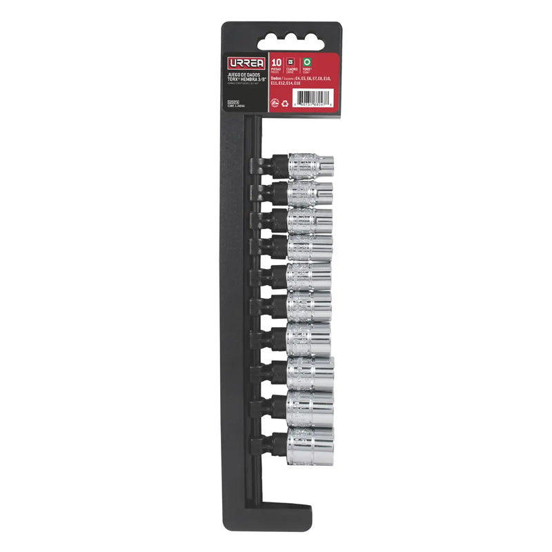 Juego de 10 dados Torx hembra cuadro de 3/8", 5200TX Urrea