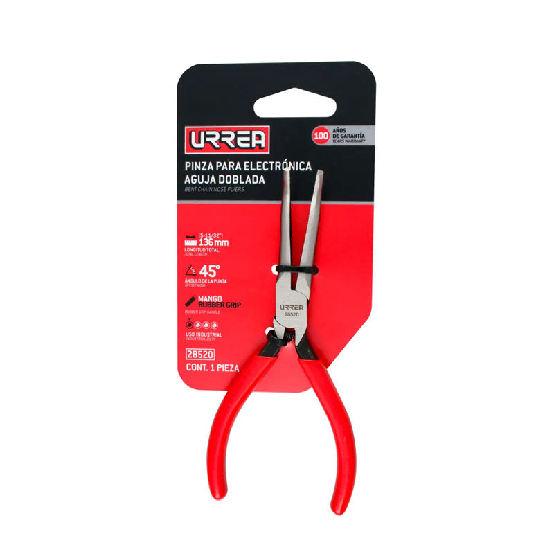 28520 pinza electronica 5" pta.aguja dob.45° urrea