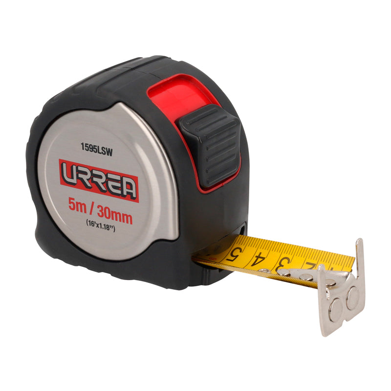 Flexómetro con carcasa de acero inoxidable 5 m x 30 mm, 1595LSW Urrea