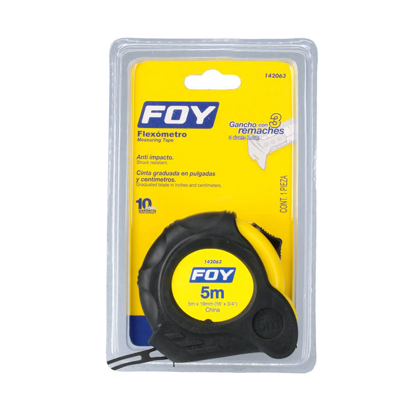 142063 flexometro anti-impacto 5 mt x 3/4" foy