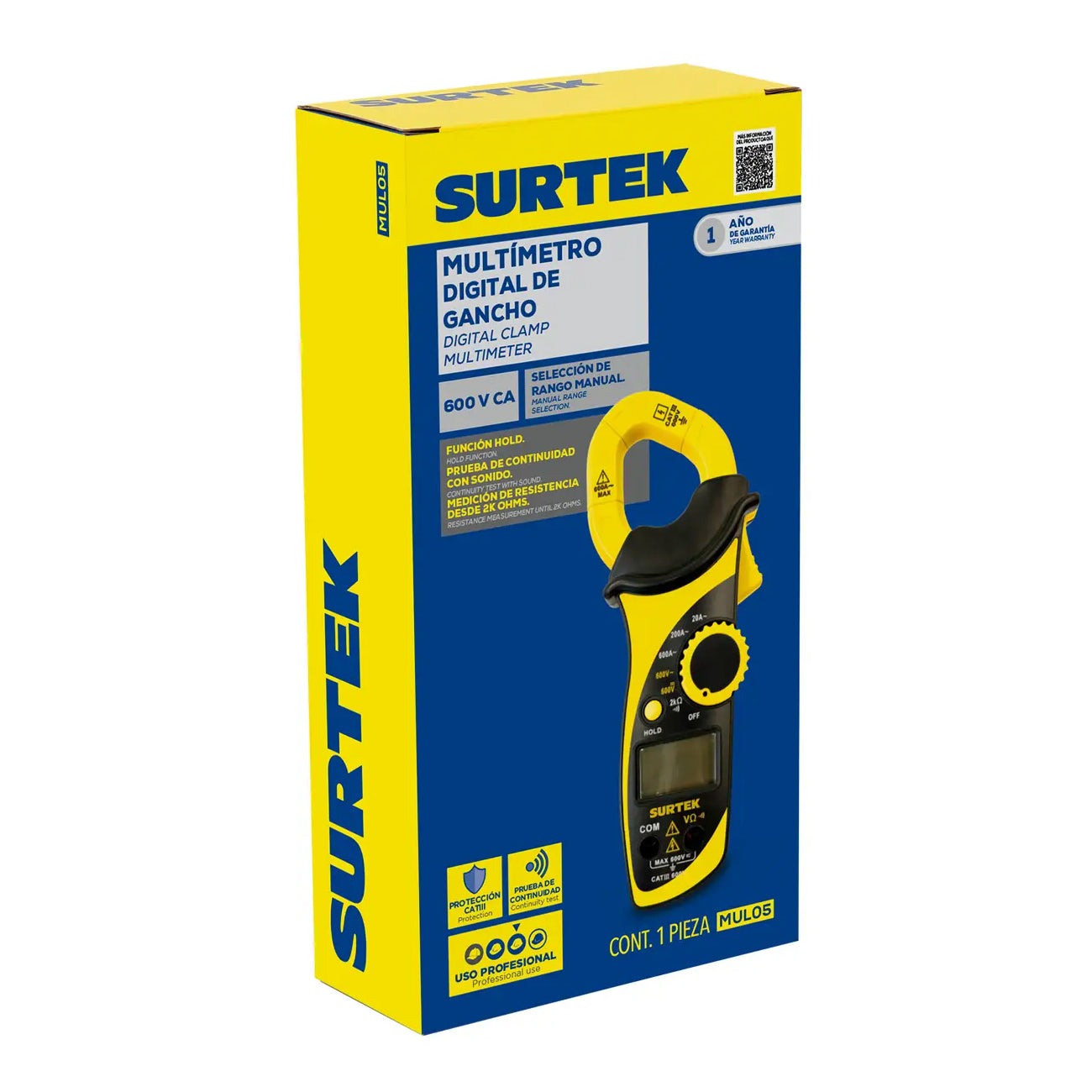 Mul05 multimetro digital de gancho 600v surtek