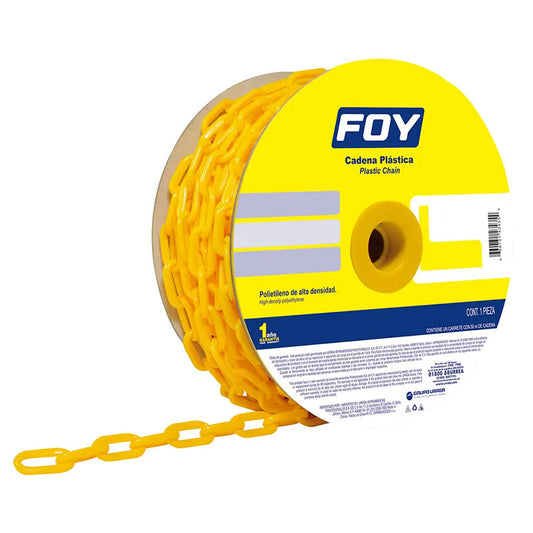 Cadena plástica calibre 8 mm de 25 m, color amarillo, 143425 Foy