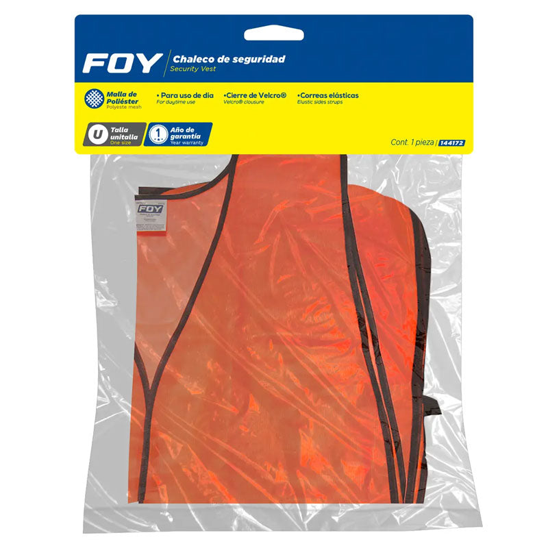 Chaleco de seguridad de malla de poliéster, naranja unitalla, 144172 Foy