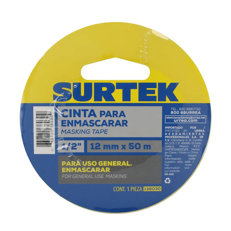138030 masking tape 1/2" x 50 mt surtek