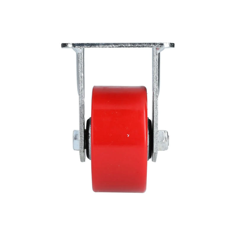 Rodaja de fierro con poliuretano rojo fija de 4", RP10F Surtek