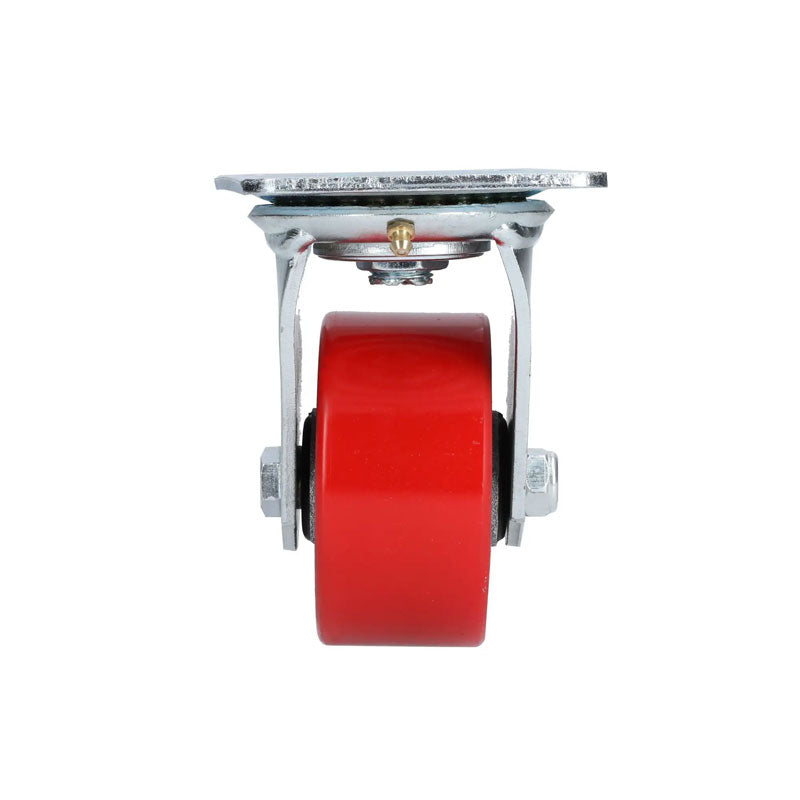 Rodaja de fierro con poliuretano rojo giratoria de 4", RP10G Surtek