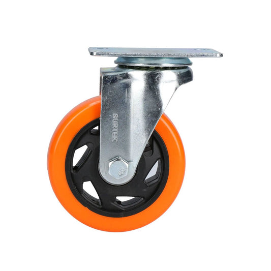 Rv10g rueda poliuretano naranja 4" x 1.1/4" girat.