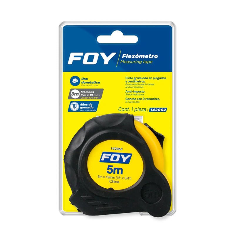 142062 flexometro anti - impacto 3 mt x 1/2" foy - Tool Ferreterías / Ferretodo - Herramientas y material de construcción.
