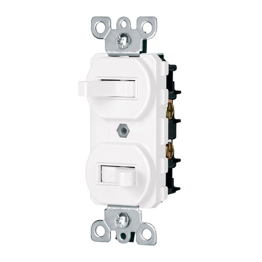 Interruptor dúplex de palanca, línea Standard, color blanco, 47729 Volteck APDO SB