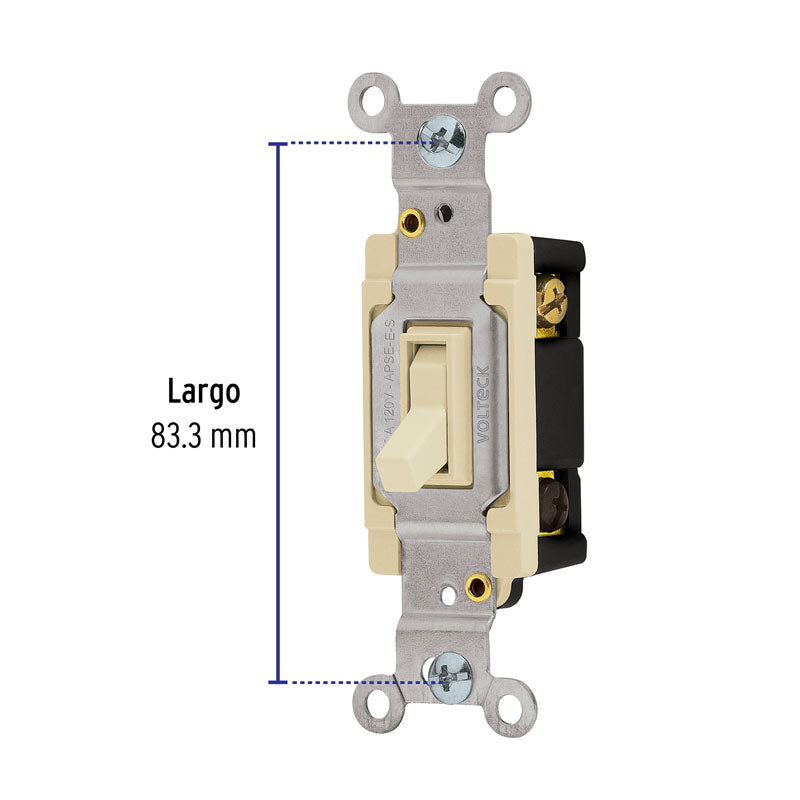 Interruptor vertical de palanca, 3 vías, línea Standard, color marfil, 46003 Volteck APSE ES
