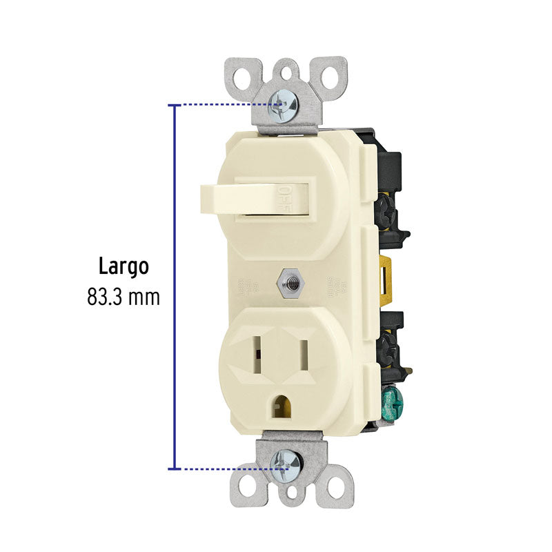 Interruptor de palanca con contacto, línea Standard, color marfil, 46001 Volteck COAP S
