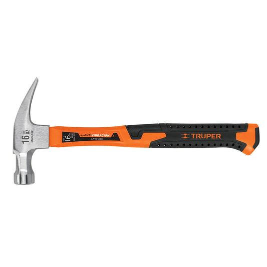 Martillo de 16 oz con uña recta con mango fibra de vidrio, 19997 Truper MAR 16F