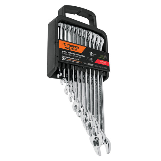 Juego de 11 llaves combinadas extralargas pulidas std, 15780 Truper Expert JC 11P
