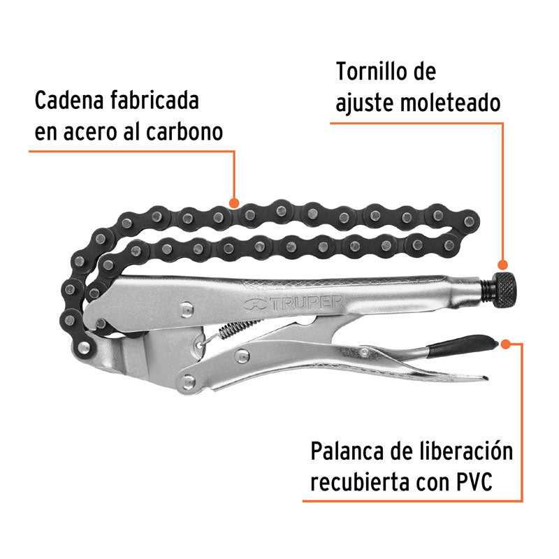 Pinza de presión de 8" de cadena, 17438 Truper PPT CAD