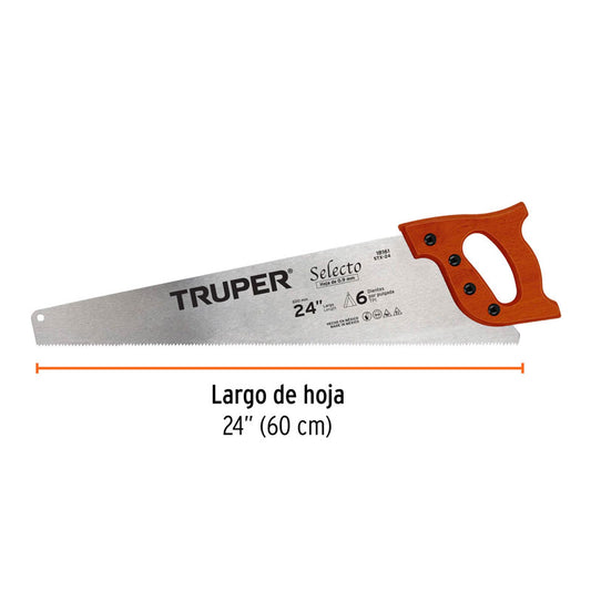 Serrucho de 24" Selecto, 6 DPP, 18161 Truper STX 24