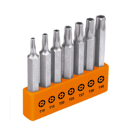 Juego de 7 puntas torx combinadas con seguro largo 2", 17813 Truper Expert P7 20TS