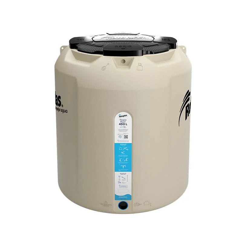 Tinaco Plus+ equipado de 450 lts, color beige, 500470 Rotoplas