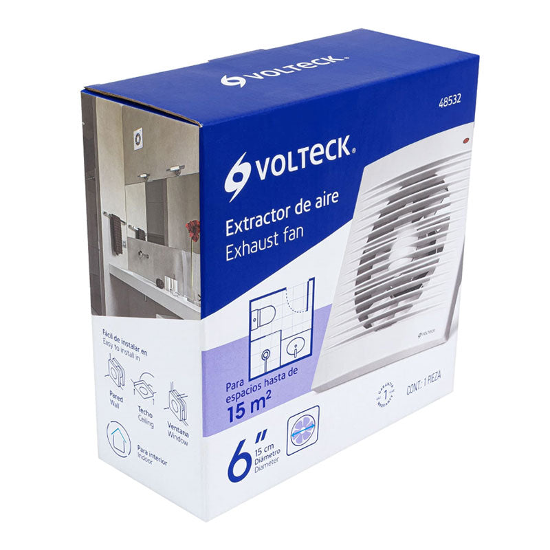 Extractor de aire de 6", blanco, 48532 Volteck EXA 6B