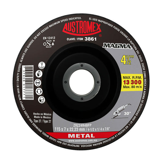 3861 Disco Desbaste 4.1/2" X 1/4" X 7/8" Austromex