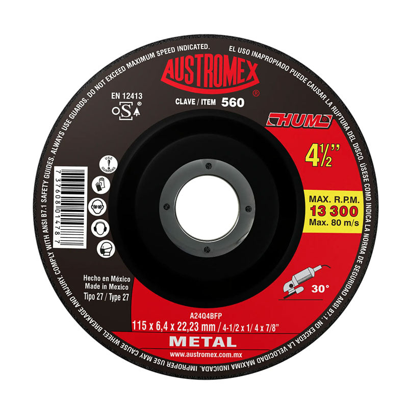560 Disco Desbaste 4.1/2" X 1/4" X 7/8" Austromex