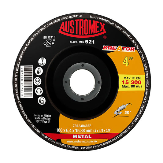521 Disco Desbaste 4" X 1/4" X 5/8" Austromex