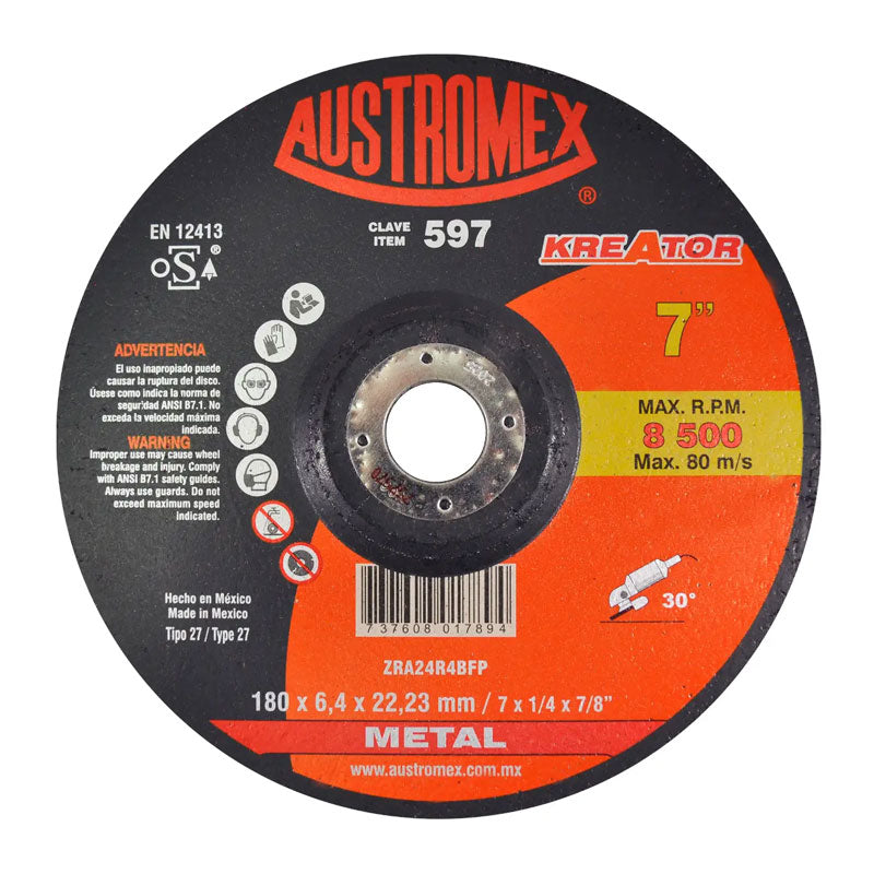 597 Disco Desbaste 7" X 1/4" X 7/8" Austromex