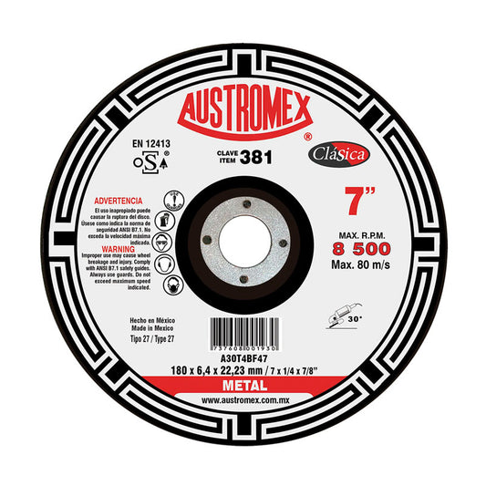 381 Disco Desbaste 7" X 1/4" X 7/8" Austromex