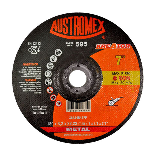 595 Disco Metal C/Cazuela 7"X1/8"X7/8" Austromex