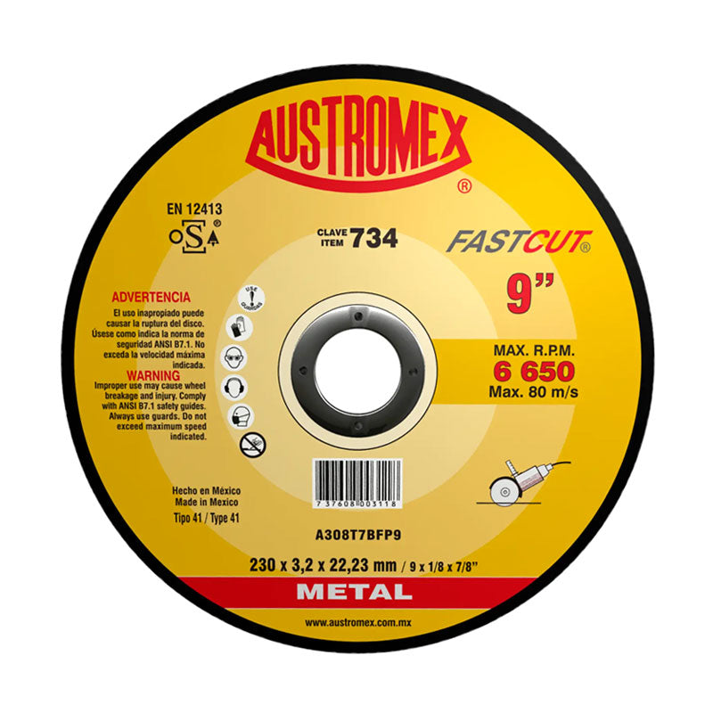 734 Disco Metal Plano 9" X 1/8" X 7/8" Austromex