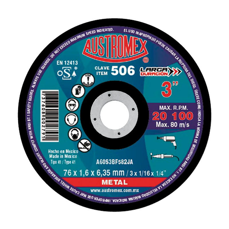 506 Disco Metal Plano 3" X 1/16" X 1/4" Austromex