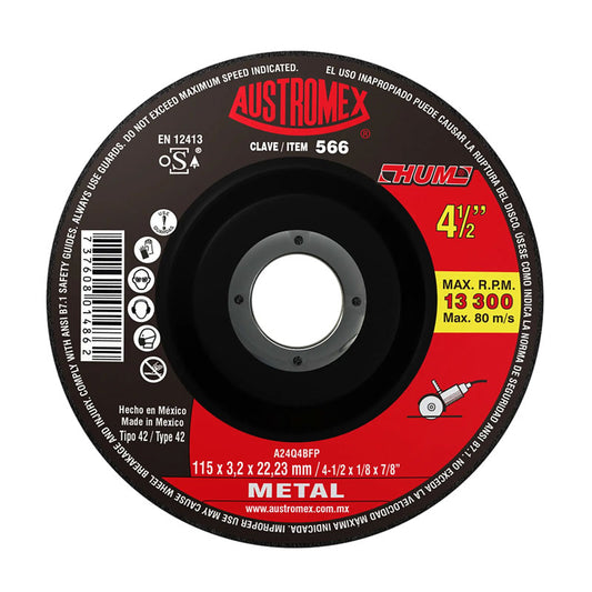 566 Disco Metal C/Cazuela 4.1/2" X 1/8" X 7/8"