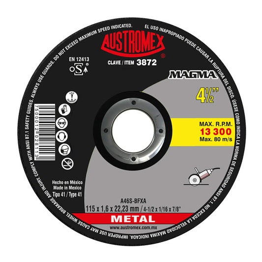 3872 Disco Corte Metal 4.1/2" X 1.6 Mm Austromex