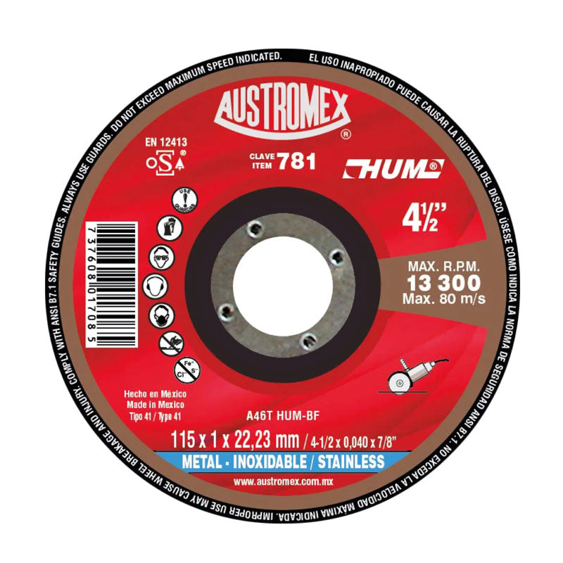 781 Disco Metal/Inox. Plano 4.1/2" X 1 X 22.2 Mm