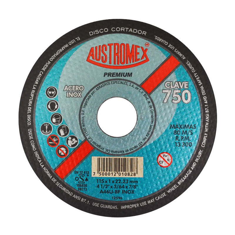 750 Disco Acero Inox. 4.1/2" X 1 Mm X 22.2 Mm