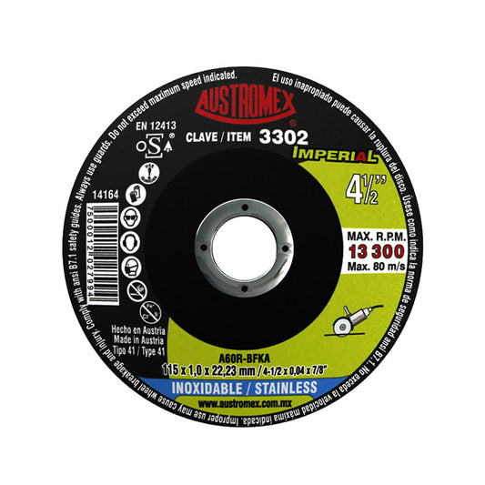 Disco corte P/Acero inoxidable de 4.1/2" 3302 Austromex