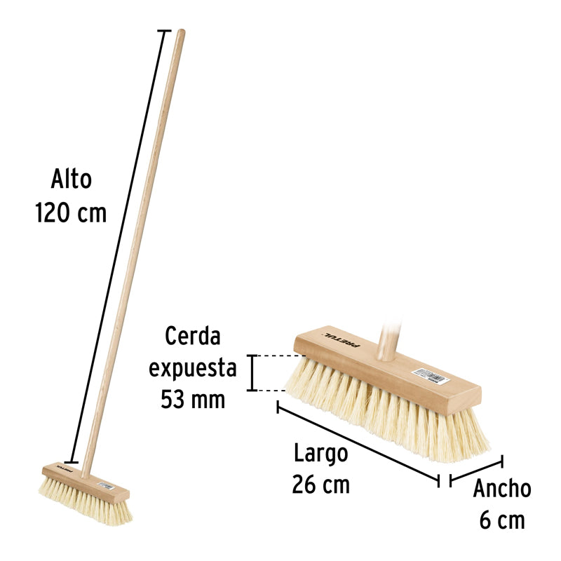 Cepillo para impermeabilizar con cerdas de ixtle, mango de 48", 28002 Pretul CIM-28P