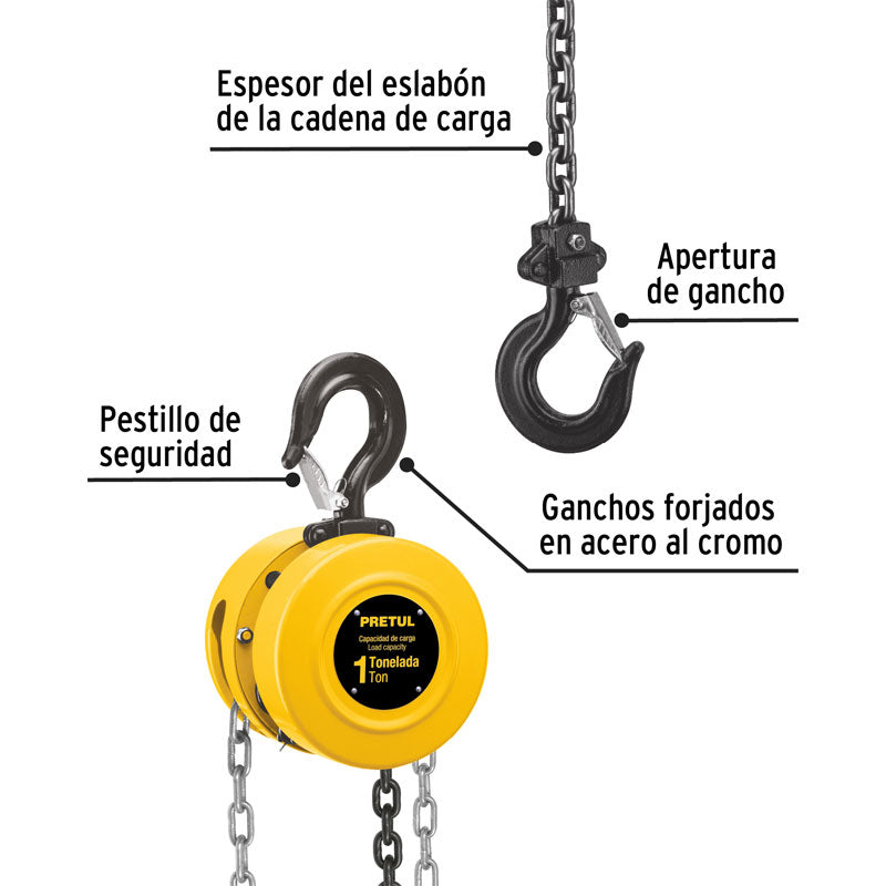 Polipasto de cadena de 1 tonelada, 27127 Pretul POL 1P