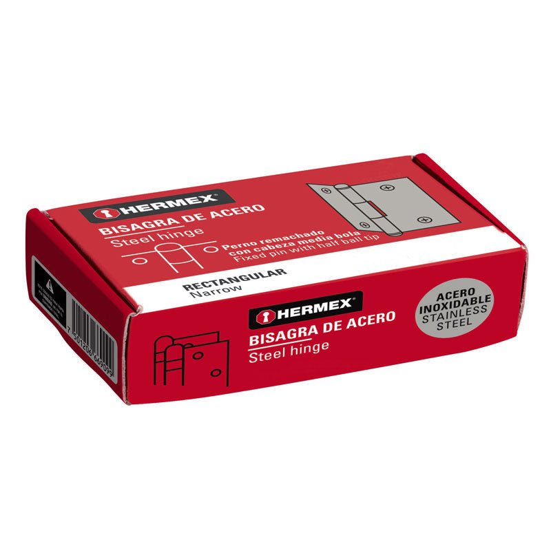 Bisagra Rectangular 1 1/2" Acero Inoxidable, Hermex - Tool Ferreterías / Ferretodo - Herramientas y material de construcción.