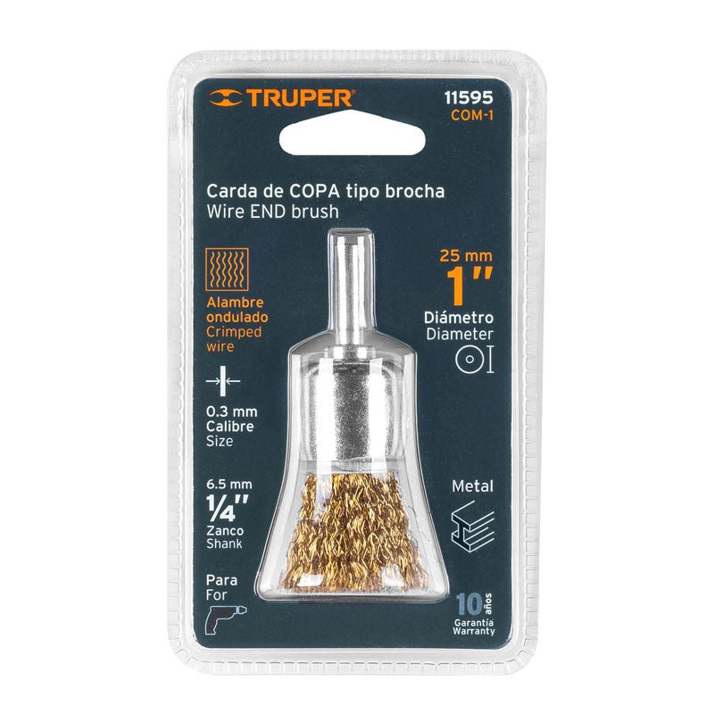 Carda de copa de 1" alambre grueso para taladro, 11595 Truper COM1 - Tool Ferreterías / Ferretodo - Herramientas y material de construcción.