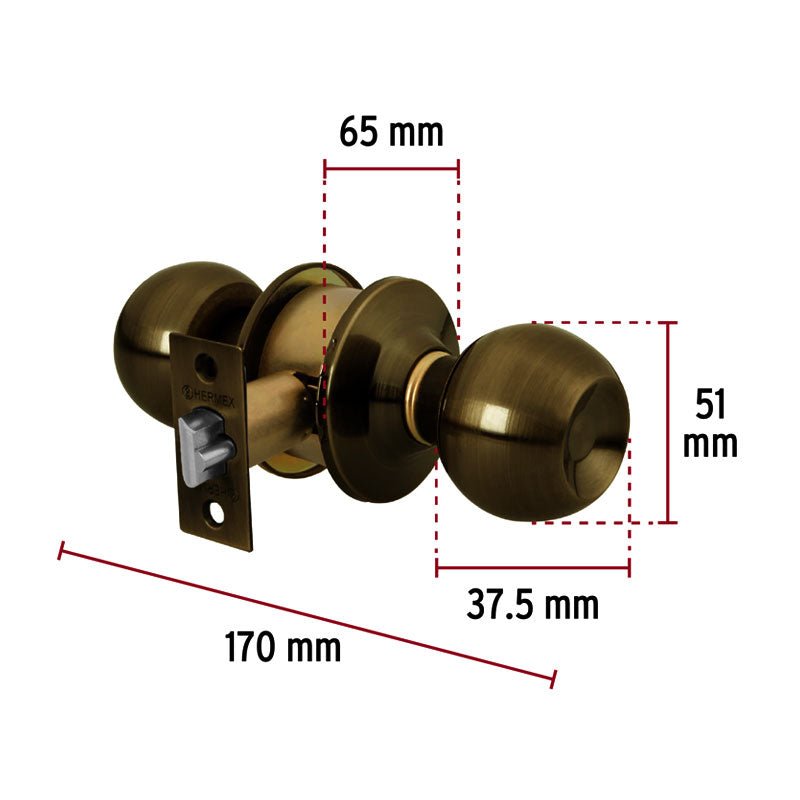Cerradura Tipo Esfera, Cilíndrico, Entrada, Antiguo, Basic - Tool Ferreterías / Ferretodo - Herramientas y material de construcción.