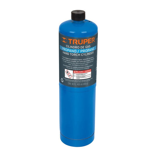 Cilindro de gas propano de 400 g, azul, 11913 Truper GAS400A - Tool Ferreterías / Ferretodo - Herramientas y material de construcción.