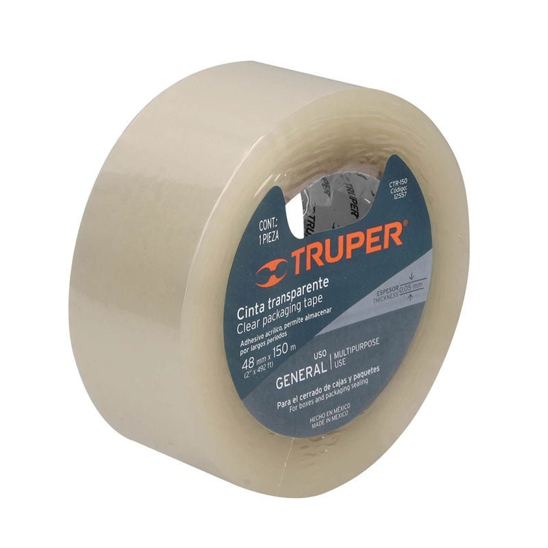 Cinta transparente de 48 mm x 150 m, 12557 Truper CTR150 - Tool Ferreterías / Ferretodo - Herramientas y material de construcción.