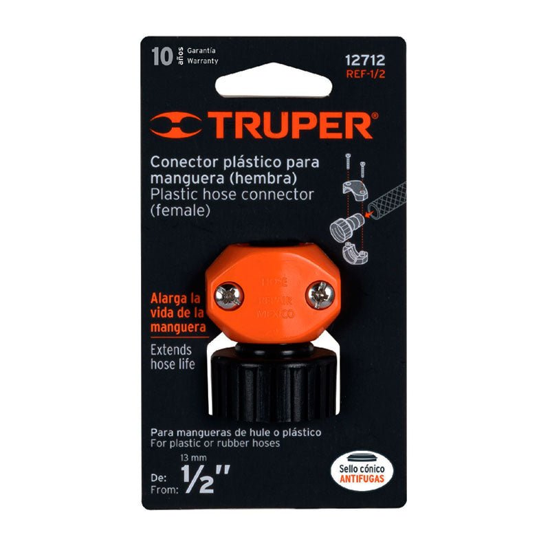 Conector 1/2" Hembra De Abs Para Manguera, Truper - Tool Ferreterías / Ferretodo - Herramientas y material de construcción.