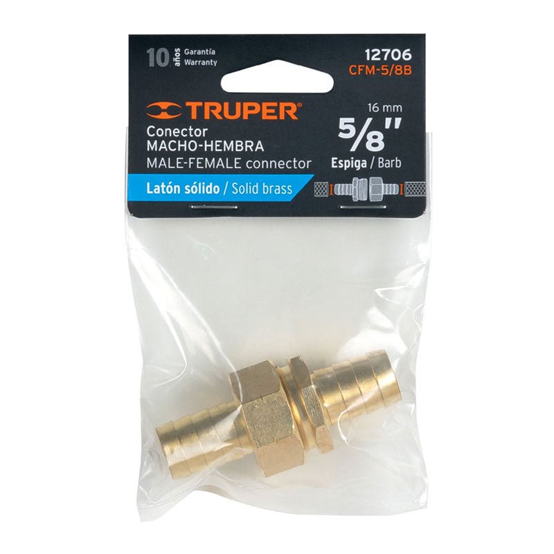 Conectores 5/8" Macho Y Hembra De Latón Sólido Para Manguera - Tool Ferreterías / Ferretodo - Herramientas y material de construcción.