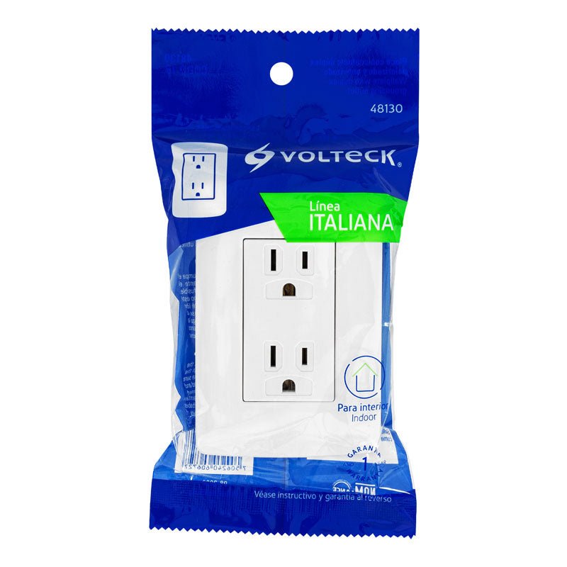 Contacto dúplex aterrizado, color blanco, línea Italiana, 48130 Volteck CODO IB - Tool Ferreterías / Ferretodo - Herramientas y material de construcción.