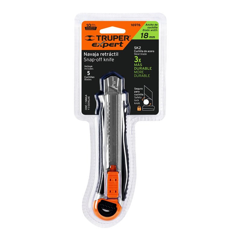 Cutter 18 Mm Trabajo Pesado C/Alma Metálica Y Grip, Truper Expert - Tool Ferreterías / Ferretodo - Herramientas y material de construcción.