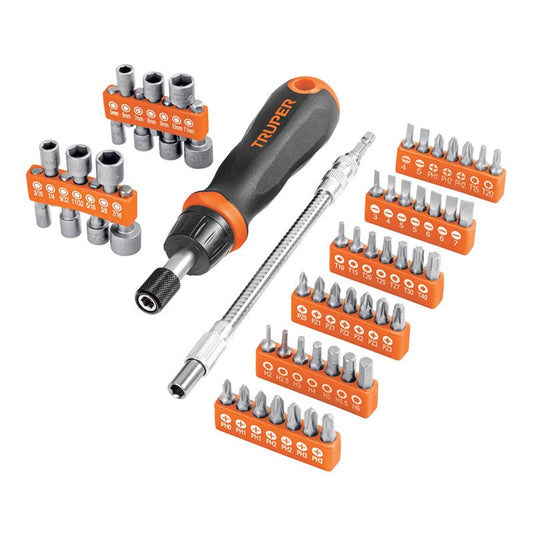 Desarmador Tipo Matraca Con 42 Puntas Y 14 Dados, Truper - Tool Ferreterías / Ferretodo - Herramientas y material de construcción.