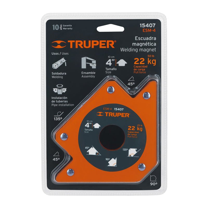 Escuadra Magnética De 4" Para Soldar, Capacidad De 23 Kg, 15407 Truper Esm4 - Tool Ferreterías / Ferretodo - Herramientas y material de construcción.