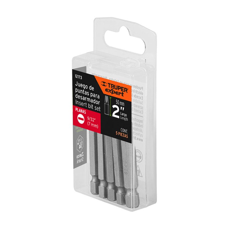 Estuche Con 5 Puntas Planas De 9/32" Largo 2", Truper Expert - Tool Ferreterías / Ferretodo - Herramientas y material de construcción.