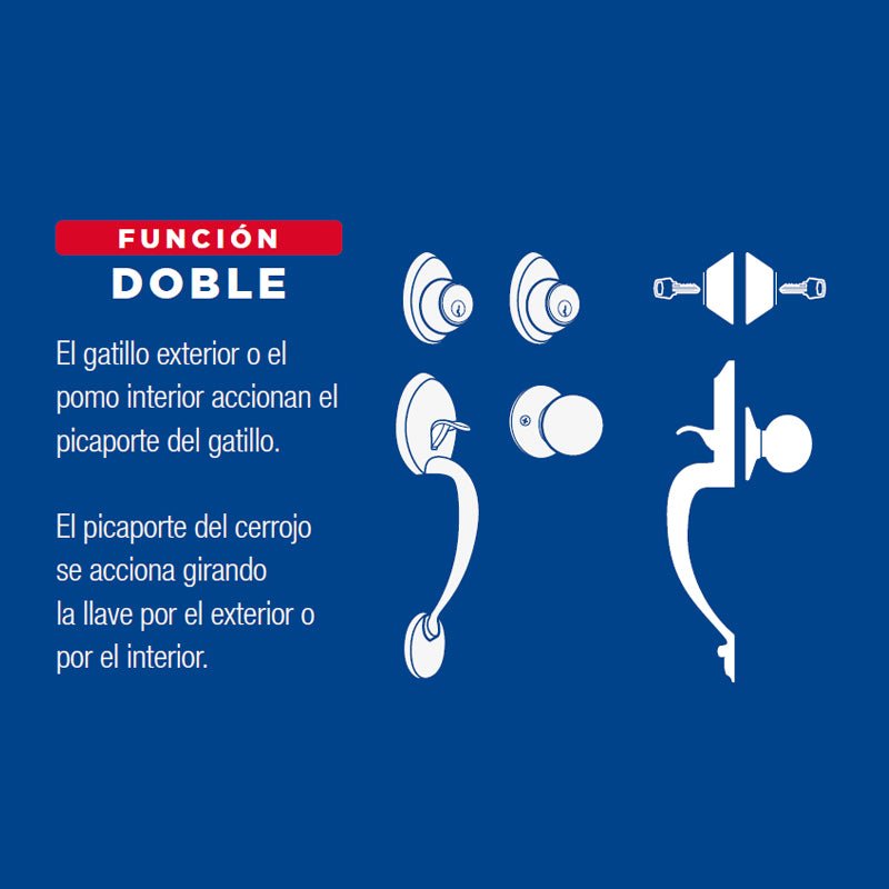 Gatillo Yale Denver Llave/Llave Cromo Mate Mx86143 - Tool Ferreterías / Ferretodo - Herramientas y material de construcción.